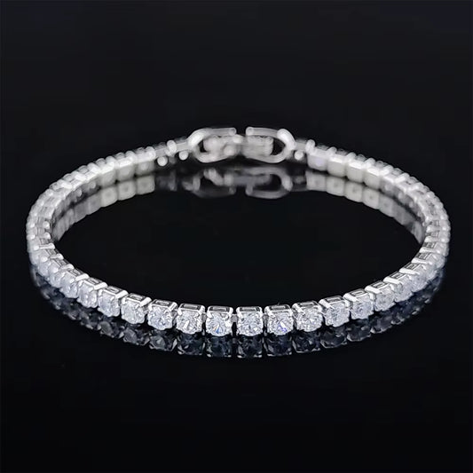 2024 New Arrival Luxury round Silver Color on Hand Bracelet Bangle for Women Anniversary Gift Jewelry Bulk Sell S5650