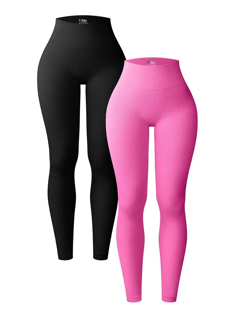 Seamless Sports Fitness Legging Autumn and Winter Women'S Solid Color Thread Elastic Sports Fitness Pants High Waist Lifting Hip