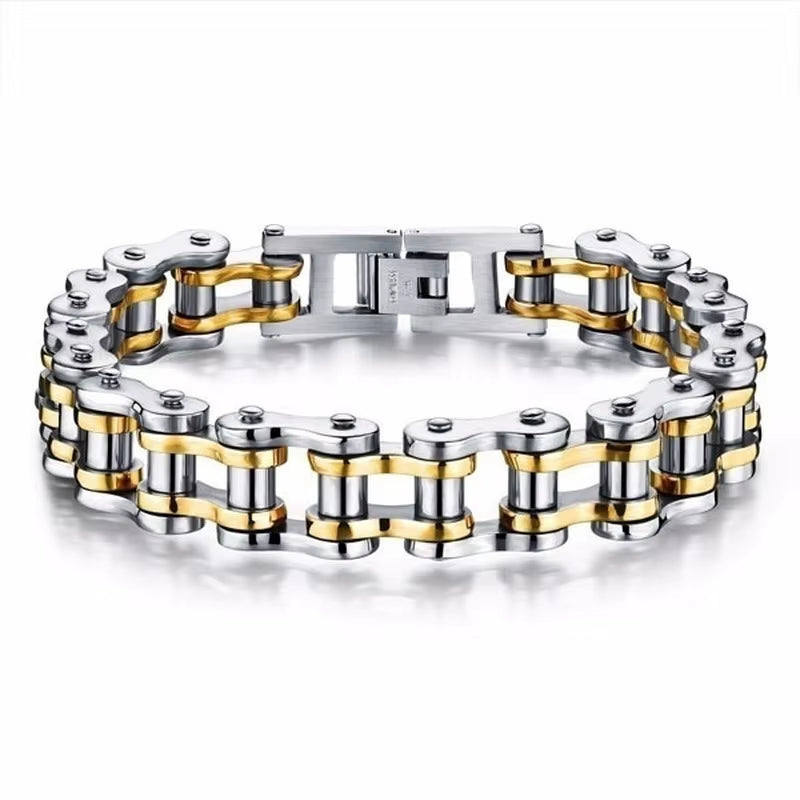 Punk Rock Biker 316L Stainless Steel Mens Bracelet Fashion Jewelry Bike Bicycle Chain Jewellery Pulsera Hombre Acero Inoxidable