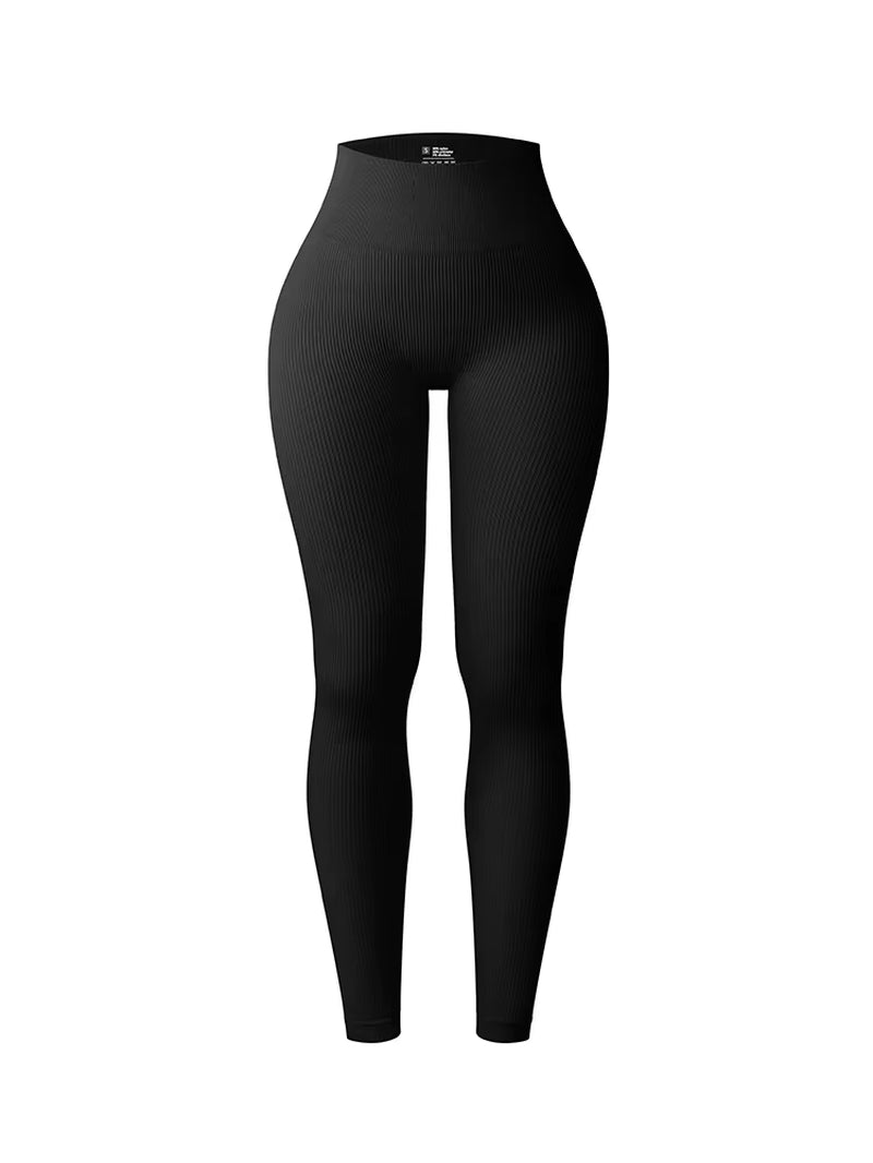 Seamless Sports Fitness Legging Autumn and Winter Women'S Solid Color Thread Elastic Sports Fitness Pants High Waist Lifting Hip