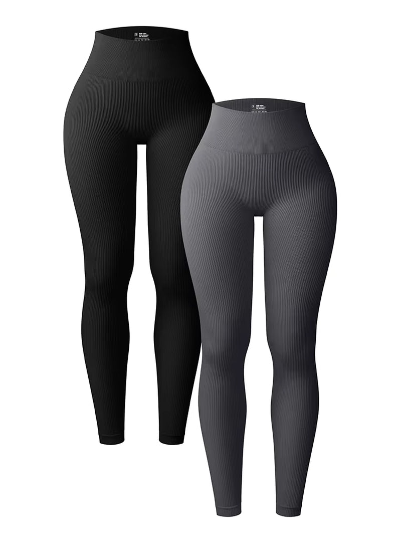 Seamless Sports Fitness Legging Autumn and Winter Women'S Solid Color Thread Elastic Sports Fitness Pants High Waist Lifting Hip